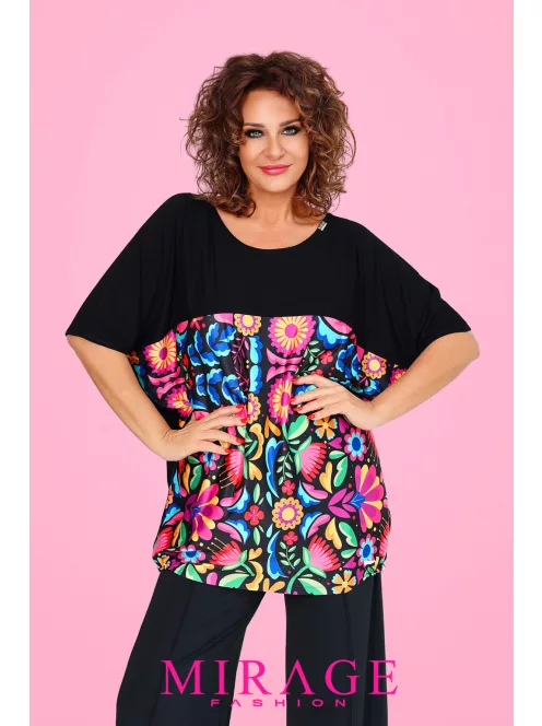 Mirage  Fashion Fekete-Színes Mintás Lord Tunika