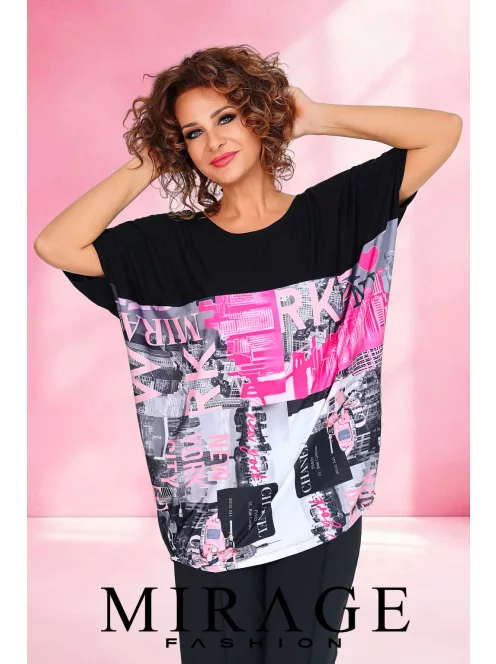Mirage  Fashion Fekete-Pink Mintás Lord Tunika