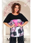 Mirage  Fashion Fekete-Pink Mintás Lord Tunika