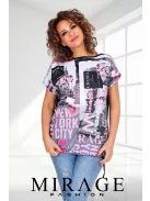 Mirage  Fashion Fekete-Pink Mintás Melanie Tunika