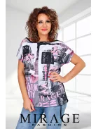 Mirage  Fashion Fekete-Pink Mintás Melanie Tunika