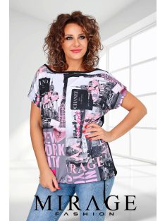Mirage  Fashion Fekete-Pink Mintás Melanie Tunika