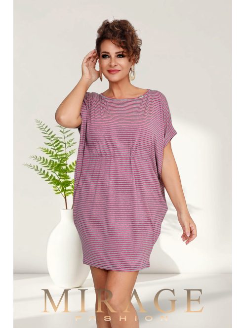 Mirage  Fashion Szürke-Pink Csíkos Levendula Tunika
