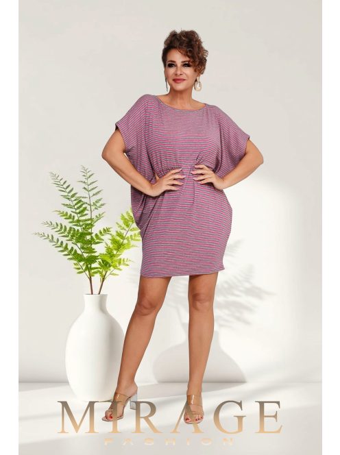 Mirage  Fashion Szürke-Pink Csíkos Levendula Tunika