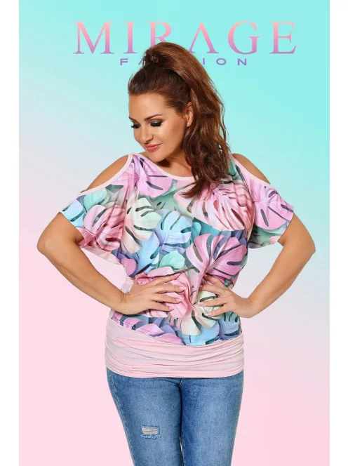 Mirage  Fashion Locke Púder-Szines Mintás Felső