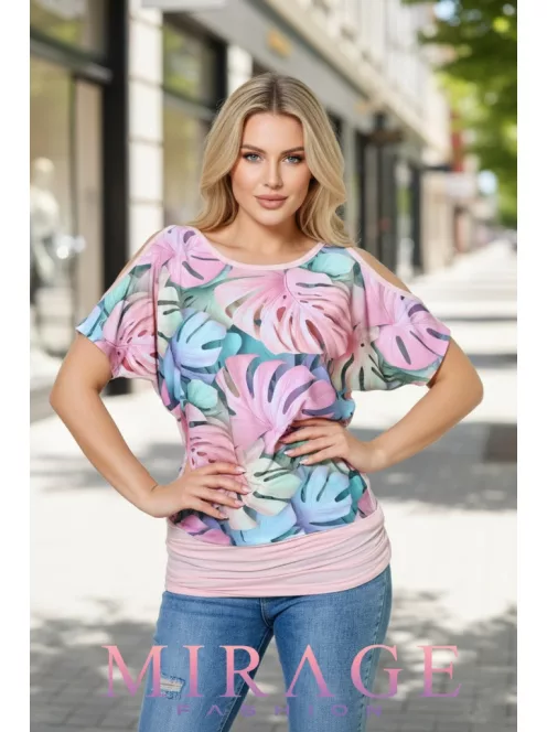 Mirage  Fashion Locke Púder-Szines Mintás Felső