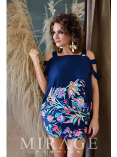 Mirage Fashion Kék Színes Virágos Victim Tunika