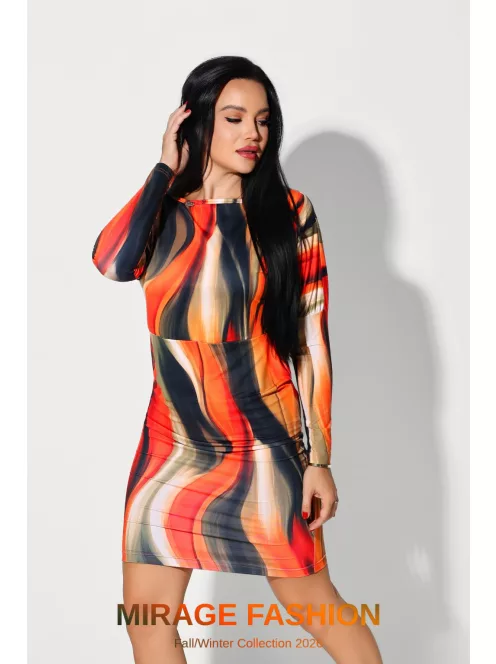Mirage Fashion Narancs-Mintás Zippfer Ruha