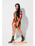 Mirage Fashion Narancs-Mintás Zippfer Ruha
