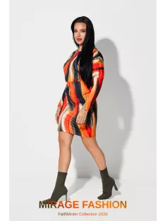 Mirage Fashion Narancs-Mintás Zippfer Ruha
