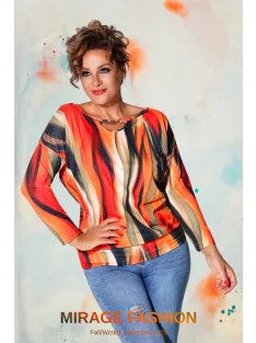 Mirage Fashion Narancs-Mintás Csepke Felső