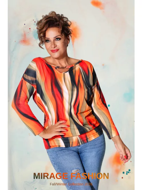 Mirage Fashion Narancs-Mintás Csepke Felső