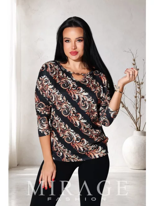 Mirage Fashion Fekete-Arany Mintás Csepke Felső