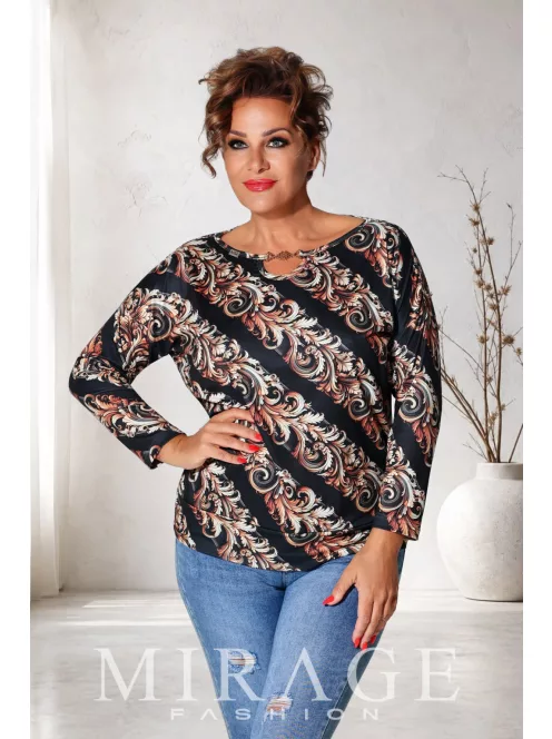 Mirage Fashion Fekete-Arany Mintás Csepke Felső