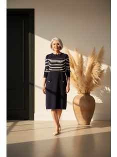 Micha Sötétkék- Fehér Cilla Ruha