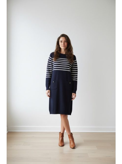 Micha Sötétkék- Fehér Cilla Ruha