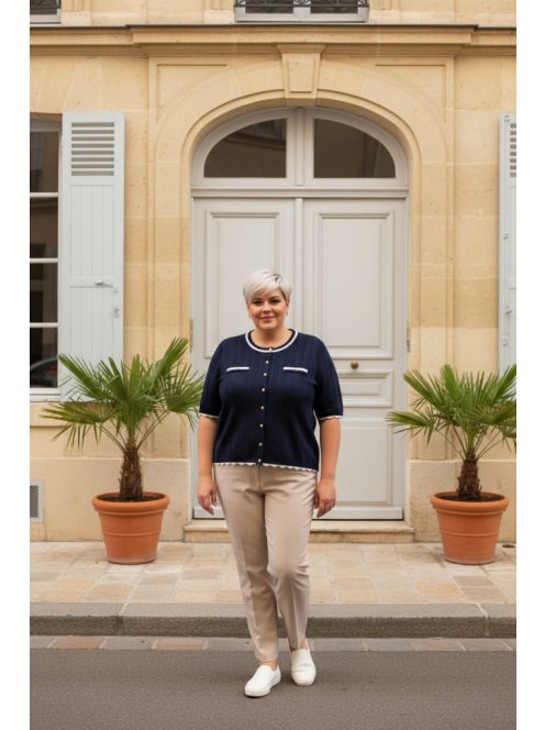 Micha Sötétkék Horgolt Tina Kardigán