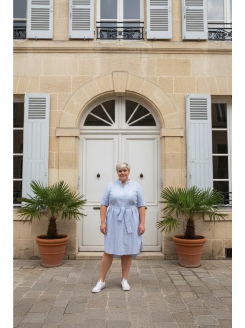 Micha Kék-Fehér Csíkos Polla Ingruha