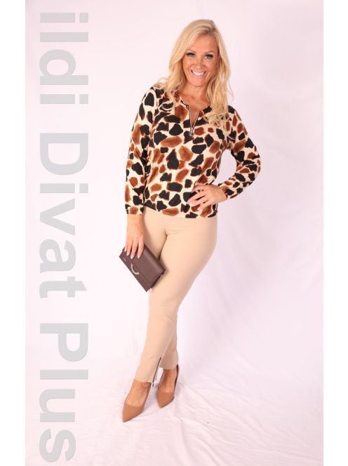 Micha Beige-Barna Mintás Zizi Felső