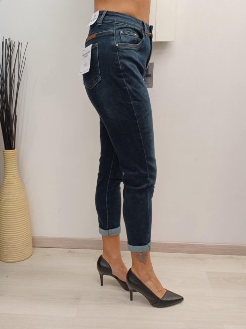 M Sara Sötétkék Mom Fit Nadrág