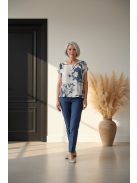 Navigazione Fehér-Kék Mintás Lia Blúz-38