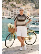 Navigazione Beige-Fekete Csíkos Delina Felső