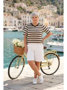 Navigazione Beige-Fekete Csíkos Delina Felső