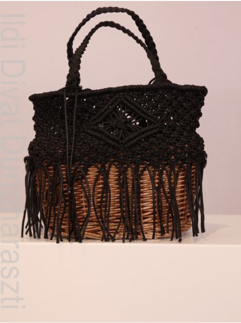 Nobo Fekete Fonott Tetejű Kosár Táska