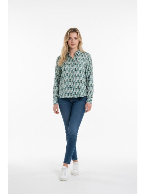 Olsen Zöld-Fehér Mintás Soft Ing