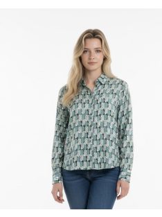 Olsen Zöld-Fehér Mintás Soft Ing