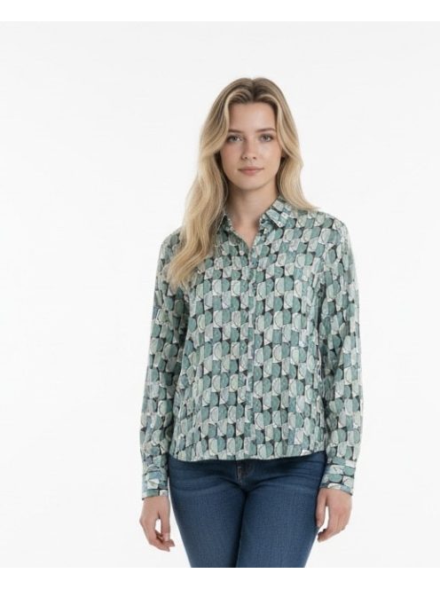 Olsen Zöld-Fehér Mintás Soft Ing