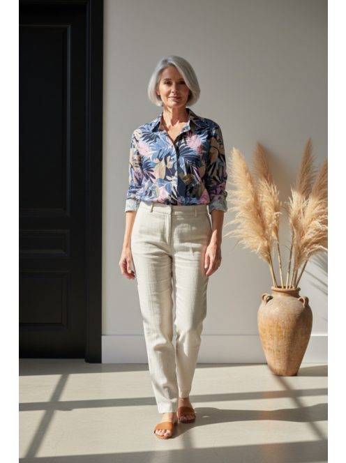 Olsen Kék-Rózsaszín Mintás Sendy Ing