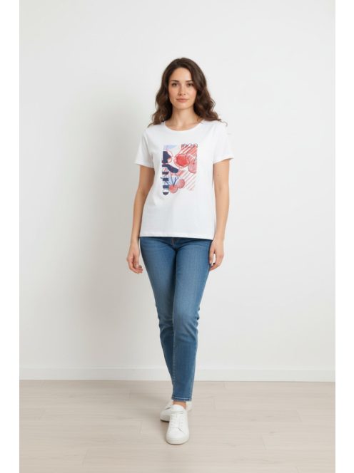 Olsen Fehér-Mintás Cherry Felső