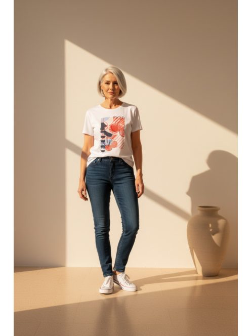 Olsen Fehér-Mintás Cherry Felső