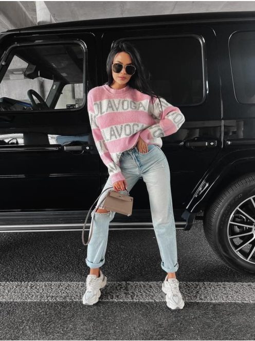 O'la Voga Rózsaszín Pansy Pulóver