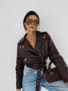 O'la Voga Csokibarna Campani Műbőr Kabát