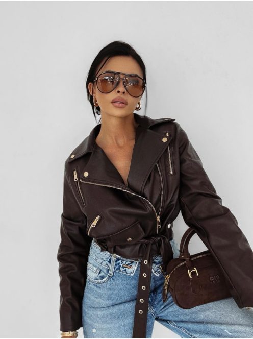 O'la Voga Csokibarna Campani Műbőr Kabát