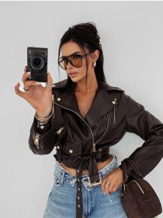 O'la Voga Csokibarna Campani Műbőr Kabát