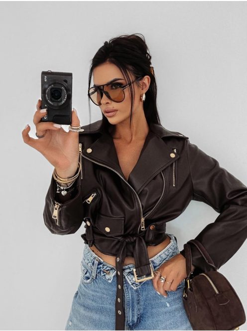 O'la Voga Csokibarna Campani Műbőr Kabát