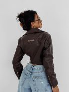 O'la Voga Csokibarna Campani Műbőr Kabát