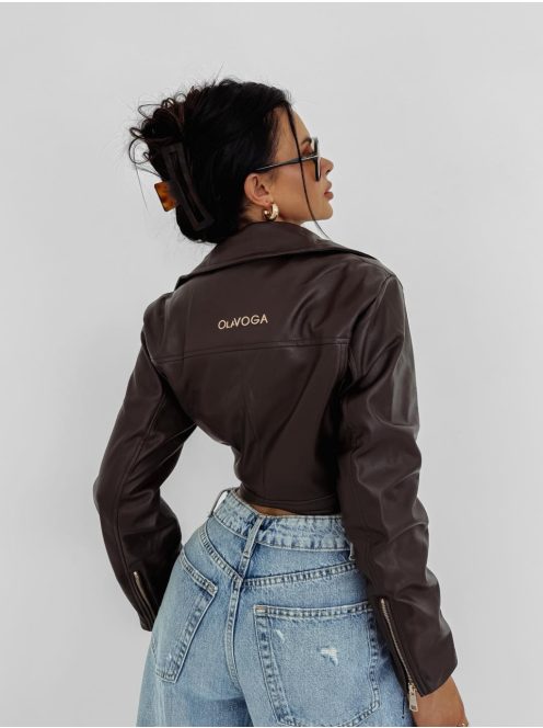 O'la Voga Csokibarna Campani Műbőr Kabát