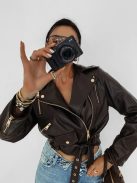 O'la Voga Fekete Campani Műbőr Kabát