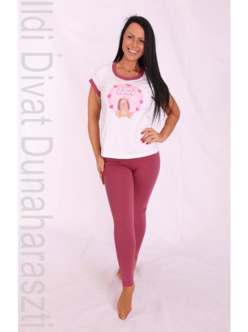 Poppy Pink-Fehér Pizsama-L