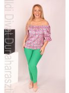 Rouge Pink-Zöld Virágmintás Dió Blúz