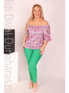 Rouge Pink-Zöld Virágmintás Dió Blúz