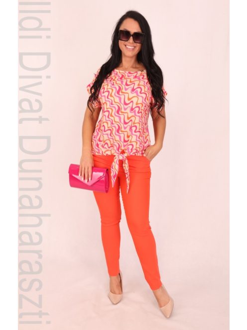 Rouge Narancs-Pink Hullámos Szelli Blúz