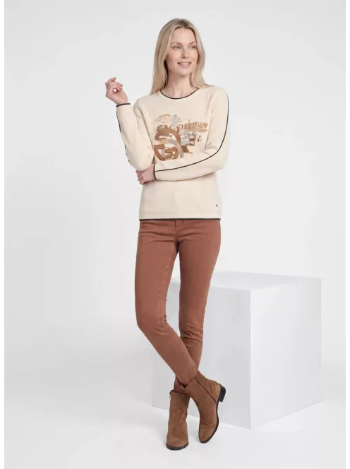 Rabe Beige Mintás Pulóver