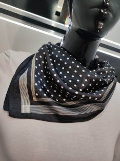 Fekete Pöttyös-Csíkos Hebe Szatén Kendő