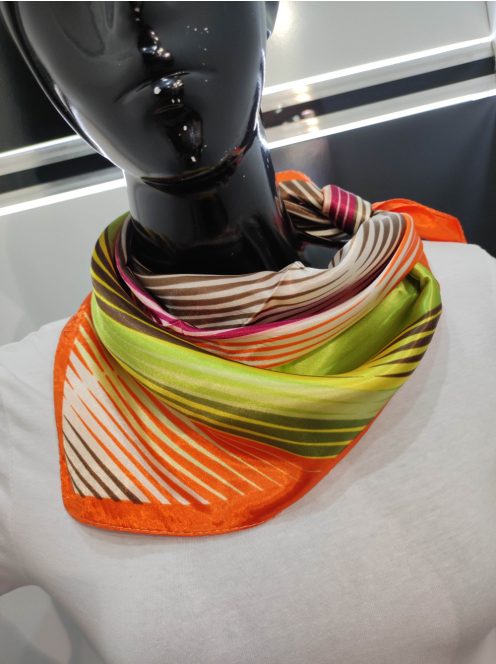 Narancs Csíkos Hebe Szatén Kendő