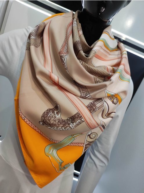 Narancssárga Bot Mintás Karneol Sál